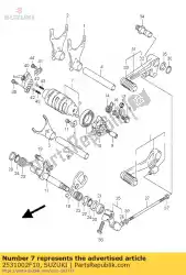 Ici, vous pouvez commander le came, changement de vitesse auprès de Suzuki , avec le numéro de pièce 2531002F10: