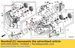 Here you can order the plate, upper headlight from Honda, with part number 64516MCA000: