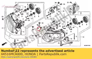 honda 64516MCA000 plaat, bovenste koplamp - Onderkant