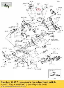 kawasaki 110571720 01 soporte, cubierta, interior, dcha., upp - Lado inferior