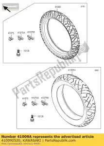 Kawasaki 410090520 opona, rr, 140 / 70-17 66s, rx - Dół