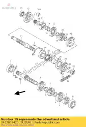 Ici, vous pouvez commander le engrenage, 2e entraîné auprès de Suzuki , avec le numéro de pièce 2432032420: