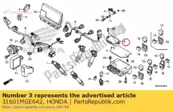 Aquí puede pedir cubierta, rectificador regulador de Honda , con el número de pieza 31601MGE642: