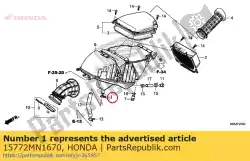Ici, vous pouvez commander le clip b, tube de reniflard auprès de Honda , avec le numéro de pièce 15772MN1670: