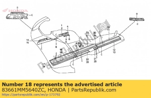 Honda 83661MM5640ZC streifen a, * typ 8 * - Unterseite