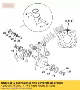 ktm 46030007500A pistão cpl. 45mm 'a / b - Lado inferior