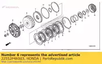 22552P4R003, Honda, plaat, koppelingsuiteinde (2) (2,2 mm) honda  nsa trx 650 680 700 2003 2004 2005 2006 2007 2008 2009 2010 2012 2017 2018 2019 2020, Nieuw