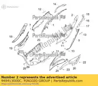 949413000C, Piaggio Group, Carenagem semi-cauda esquerda     , Novo