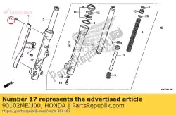 Aqui você pode pedir o parafuso, especial, 5mm em Honda , com o número da peça 90102MEJJ00: