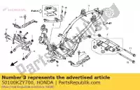 50100KZY700, Honda, body comp., frame honda ww 125 2012 2013, New