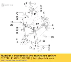 Aqui você pode pedir o tubo de alimentação do radiador em Piaggio Group , com o número da peça 623746:
