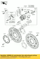 430800055DJ, Kawasaki, caliper-sub-assy, ??fr, rh, b zr750 kawasaki z 750 800 2007 2008 2009 2010 2011 2012 2013 2014 2016, Nuovo