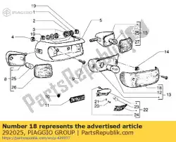 Aqui você pode pedir o luz traseira em Piaggio Group , com o número da peça 292025: