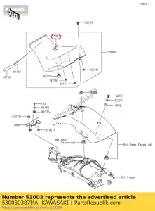 Kawasaki 530030387MA cuero, asiento fr, negro - Lado inferior