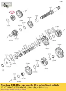 kawasaki 132620967 engrenagem, entrada 2ª, 16t klx150cds - Lado inferior