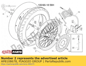 aprilia AP8108678 ruota anteriore 18 x 2 15 6.5 1995 - 1999 - Il fondo