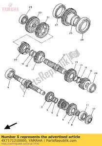 Yamaha 4X7171210000 engrenagem, 2º pinhão - Lado inferior