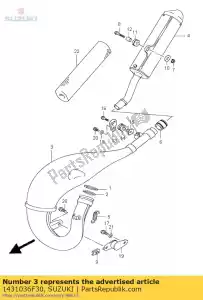 Suzuki 1431036F30 body comp, uitlaatdemper - Onderkant