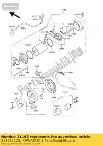 kawasaki 211631125 startmotor - Onderkant