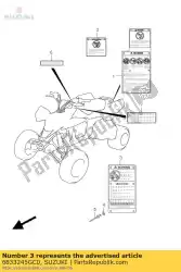 label, bandeninfo van Suzuki, met onderdeel nummer 6833245GC0, bestel je hier online: