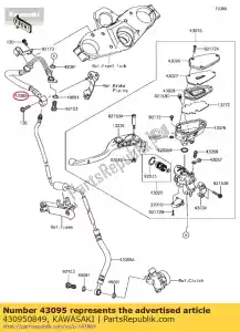 Kawasaki 430950849 frein-durite, embrayage, m / c si - La partie au fond