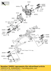 voetsteunhouder van Kawasaki, met onderdeel nummer 340031474, bestel je hier online: