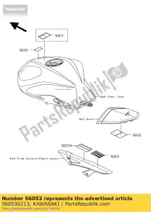 kawasaki 560530213 especificación de etiqueta, neumático zr750 - Lado inferior