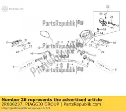 Ici, vous pouvez commander le hoofdremcilinder, droite auprès de Piaggio Group , avec le numéro de pièce 2R000237: