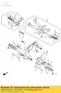 suzuki 4382633E22 plaque, passager f - La partie au fond