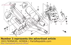 Aquí puede pedir banda, cuerpo del silenciador de Honda , con el número de pieza 18317KRNA50: