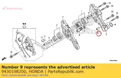 Here you can order the dowel pin, 8x20 from Honda, with part number 9430108200: