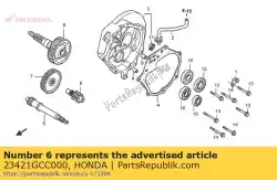 Here you can order the countershaft (13t) from Honda, with part number 23421GCC000: