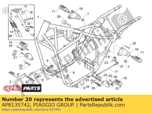 aprilia AP8135742 soporte estribo piloto izquierda - Lado inferior