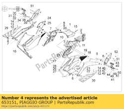 Aprilia 653151, Cobertura lateral direita do túnel, OEM: Aprilia 653151