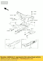 36001147120, Kawasaki, afdekzijde, rechts, p.p. zwart zx400-l8 kawasaki zxr 400 1998, Nieuw