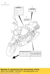 Ici, vous pouvez commander le propriétaire du manuel auprès de Suzuki , avec le numéro de pièce 9901142F50SDE: