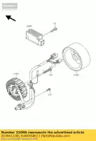 210661108, Kawasaki, régulateur-tension kl250-h1 kawasaki eliminator 125 1999 2000 2002 2003 2004 2005 2006 2007, Nouveau