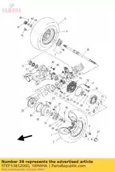 Aqui você pode pedir o eixo, roda em Yamaha , com o número da peça 5TEF53812000: