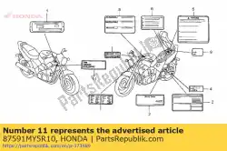 Tutaj możesz zamówić etykieta odporna na manipulacje od Honda , z numerem części 87591MY5R10: