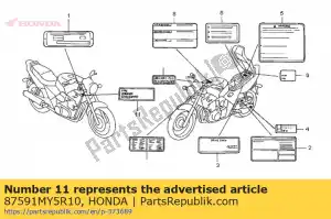 Honda 87591MY5R10 etykieta odporna na manipulacje - Dół