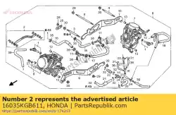 hendel set, link van Honda, met onderdeel nummer 16035KGB611, bestel je hier online: