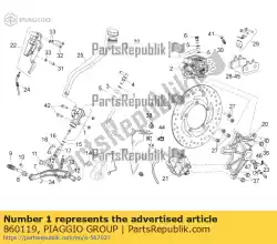 Ici, vous pouvez commander le maitre cylindre arrière abs auprès de Piaggio Group , avec le numéro de pièce 860119: