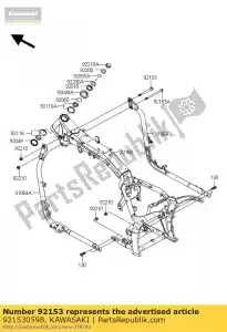 Kawasaki 921530598 parafuso, flangeado, 12x132 - Lado inferior