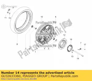 Piaggio Group GU32633360 achterwielas - Onderkant