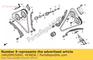 Honda 14620MCS000 guía, cadena de levas - Lado inferior