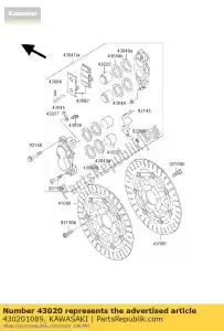 Kawasaki 430201089 freno de pistón - Lado inferior