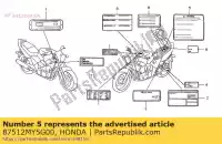 87512MY5G00, Honda, label, accessories & loading honda cb 500 1998 1999 2000 2002, New