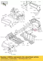 140930002, Kawasaki, 01 couverture, garde-boue, droite kawasaki  800 2017 2018 2019 2020 2021, Nouveau