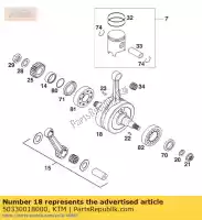 50330018000, KTM, crankshaft stroke 54 125'98 ktm egs exc mxc six sx sxs 125 200 1997 1998 1999 2000, New