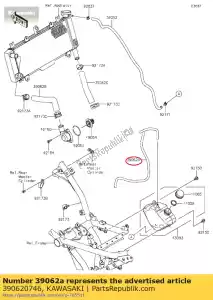 kawasaki 390620746 01 manguera de enfriamiento, respiradero - Lado inferior